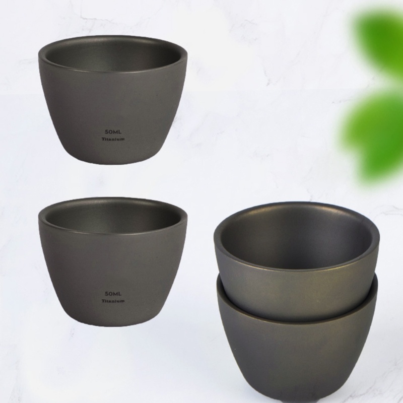 Cốc Uống Rượu / Whiskey Bằng Titan Hai Lớp Dung Tích 50ml Tiện Dụng Mang Theo Du Lịch Cắm Trại