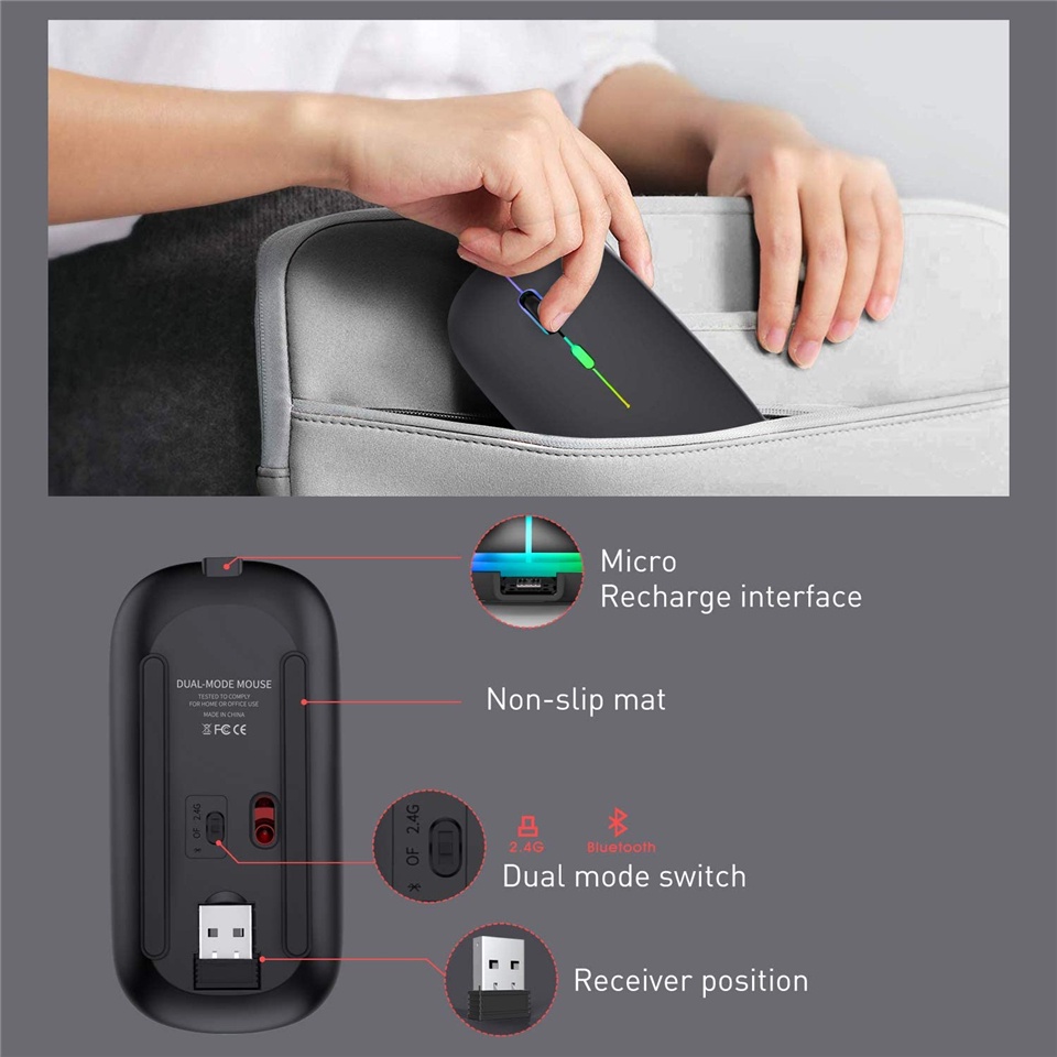 Chuột Không Dây Kết Nối Bluetooth Có Thể Sạc Lại