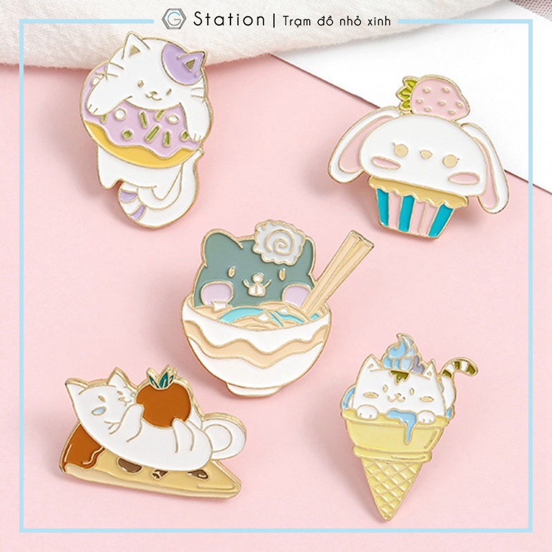 Pin cài áo mèo và food - GC298