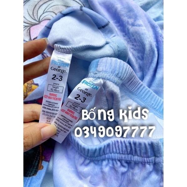 Bộ PJ Nhung Bé Gái Elsa&amp;Anna Xanh Trời
