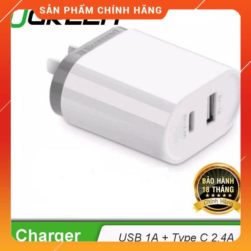 Sạc USB 1 cổng USB và 1 cổng USB Type-C 5V/3.4A max UGREEN 30321