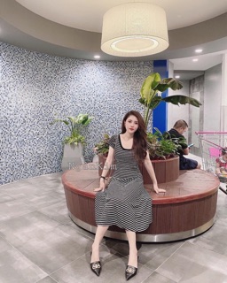 ( BÁN SỈ ) váy maxi cotton cổ vuông