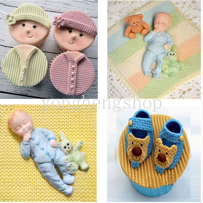 Khuôn Silicone Tạo Họa Tiết Đan Len 3D Trang Trí Bánh DIY