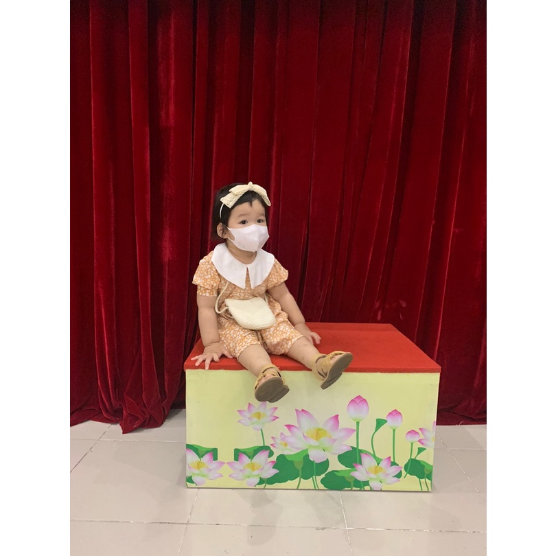 Cài tóc/Bờm nơ ren 2 lớp phong cách tiểu thư