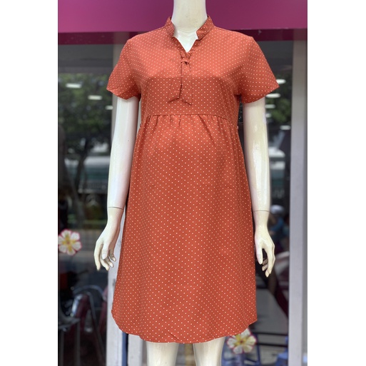 [HANNA] Đầm bầu công sở vải mát mùa hè không nhăn co dãn nhẹ thấm mồ hôi tốt free size 40-70kg dài tới gối có 2 túi bên