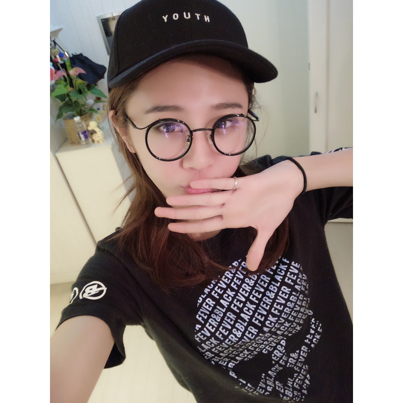 Gọng kính nữ tròn Retro NVfashion S22105, kính chống ánh sáng xanh