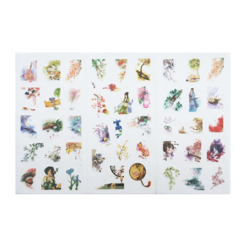 Bộ 6 Tấm Sticker Giấy Trang Trí Cổ Trang Ver.1