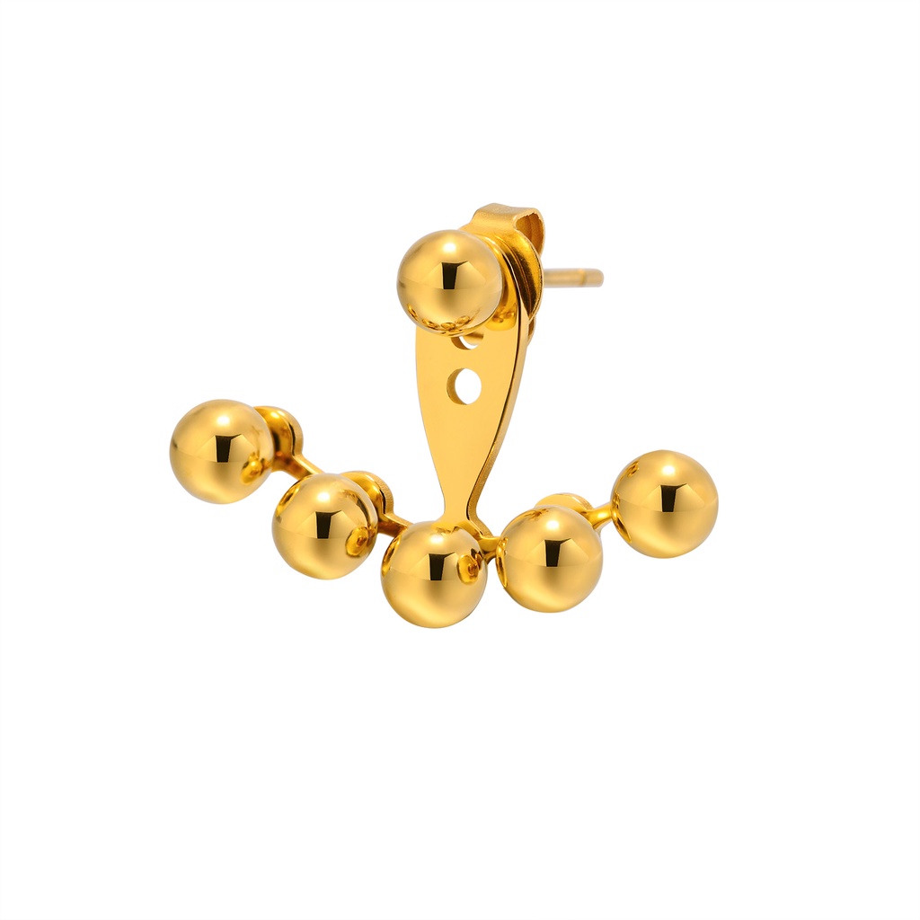 Vnox Khuyên Tai Xỏ Lỗ Bằng Thép Không Gỉ Đính Quả Cầu Ba Lỗ Màu Vàng Thời Trang Có Thể Điều Chỉnh Làm Quà Tặng Cho Nữ