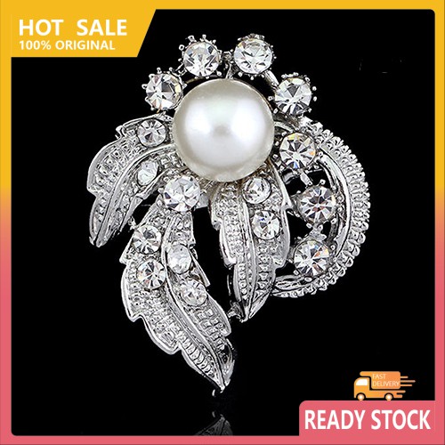 Trâm cài áo hình bông hoa đính kim cương và ngọc trai giả thời trang sang trọng cho nữ