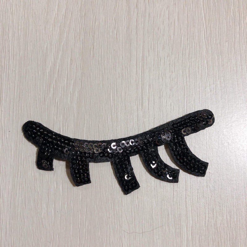 Set sticker hình thêu kim sa 2 mắt 1 môi  phụ kiện may mặc trang trí quần áo, handmade,DIY