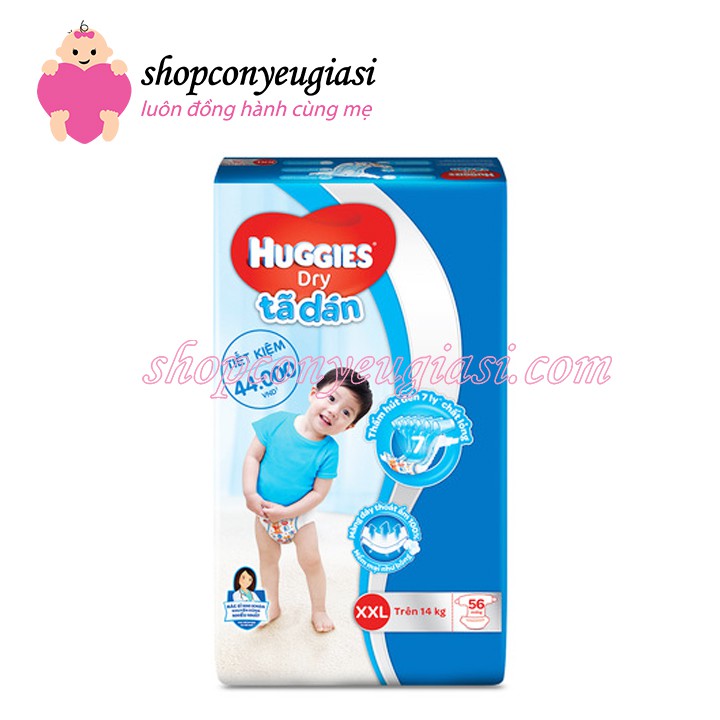 Tã dán Huggies Cỡ Đại M76/L68/XL62/XXL56