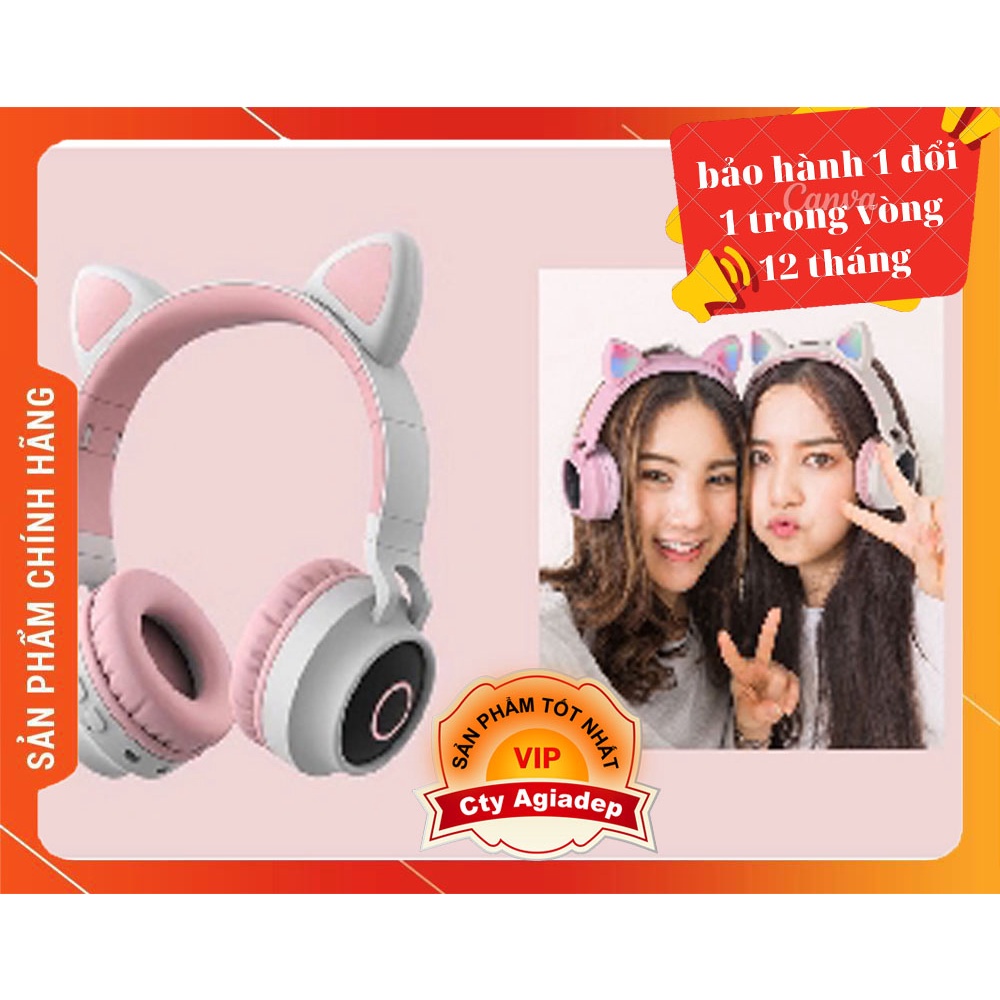 Tai nghe Bluetooth tai mèo xịn sò siêu cute sành điệu, tai nghe không dây chụp tai - ADG028C
