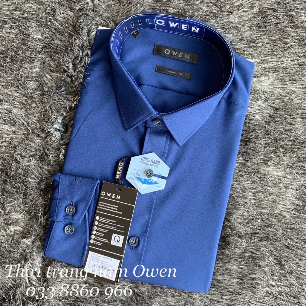 (ẢNH THẬT) OWEN - Áo sơ mi dài tay Owen regularfit 100% NANO màu xanh navy 81277 | BigBuy360 - bigbuy360.vn