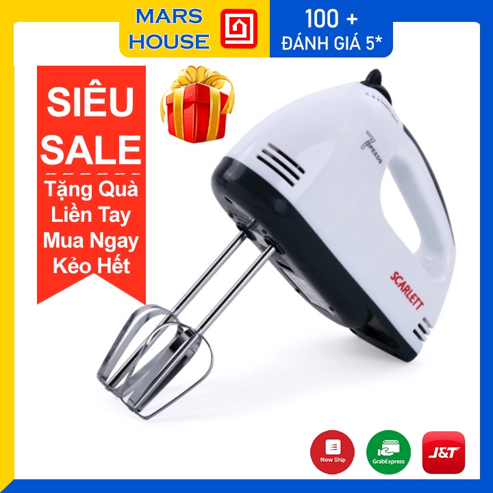 Máy Đánh Trứng Cầm Tay Scarlett 180W 7 Cấp Độ Kèm 4 Que Trộn Inox - Tặng Kèm Nhiều Quà Tặng Hấp Dẫn