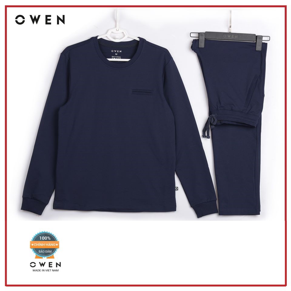 NEW OWEN - BỘ NỈ NAM OWEN QUẦN ỐNG XUÔNG MÀU XANH NAVY 81253 M6 M5 :