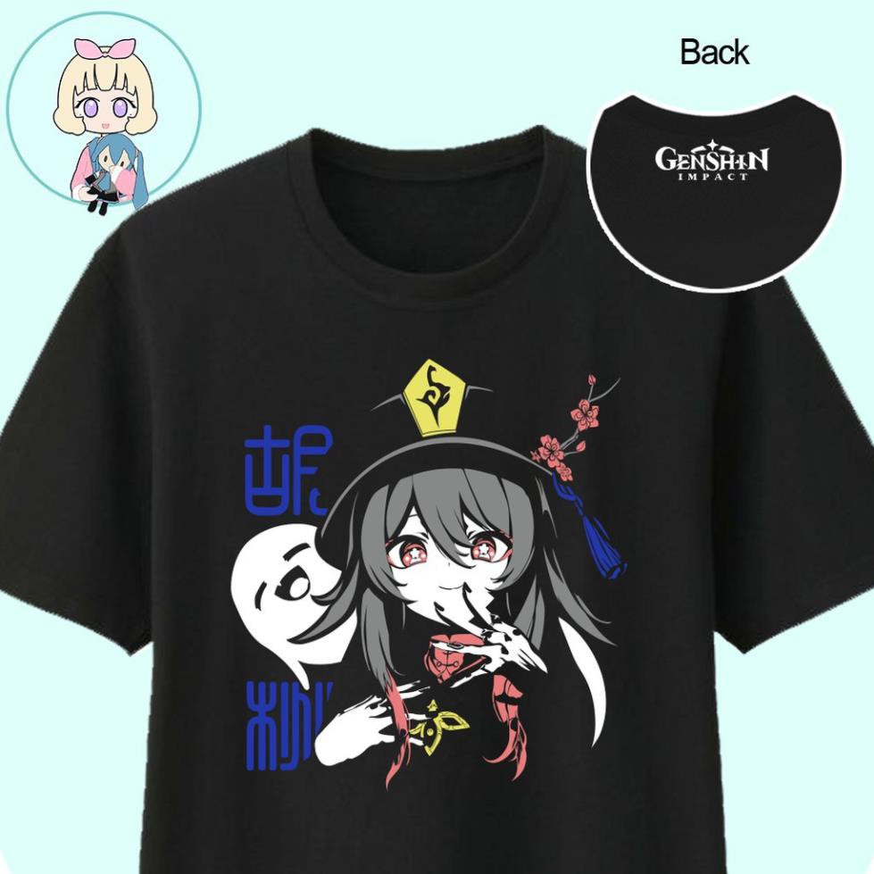 Áo thun tay ngắn in hình Áo thun Genshin Impact Premium Design Hu Tao màu đen cực đẹp giá rẻ giá rẻ 
