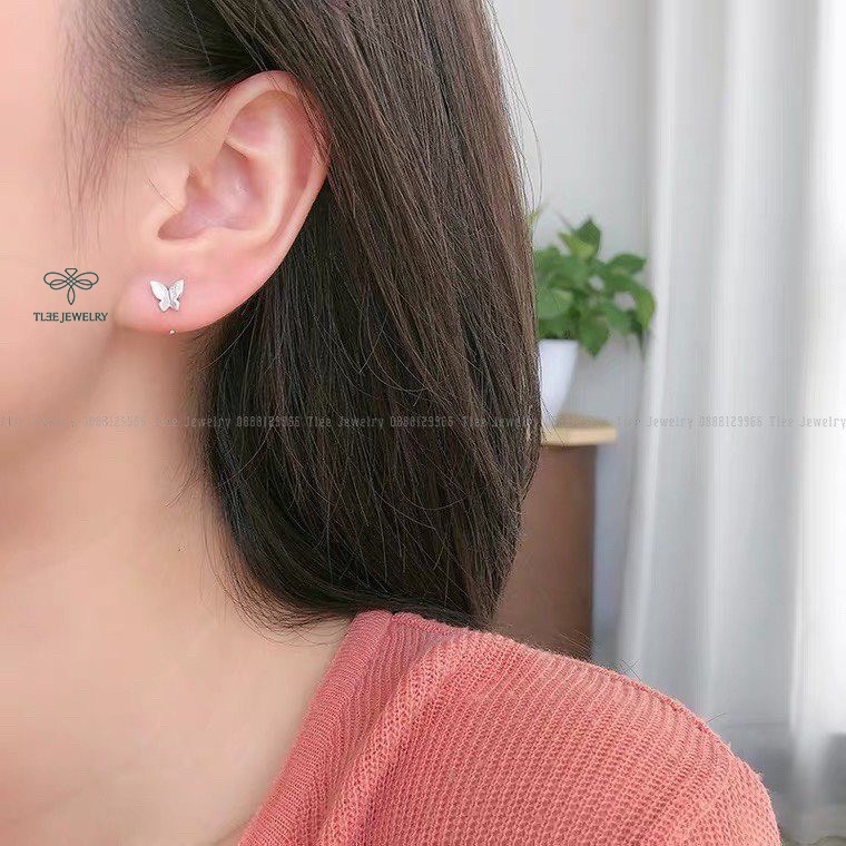 Khuyên tai bạc nữ TLEE cánh bướm dáng móc cá tính, đơn giản TleeJewelry B0196