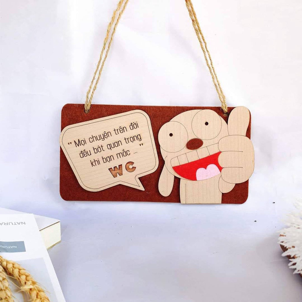 Bảng gỗ decor trang trí treo cửa nhà vệ sinh, toilet, nhà tắm