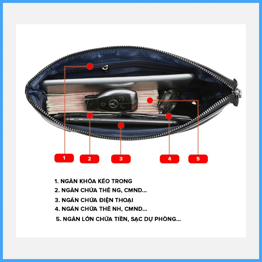 Ví cầm tay nam, túi clutch nam da PU cao cấp MS 2006 | BigBuy360 - bigbuy360.vn