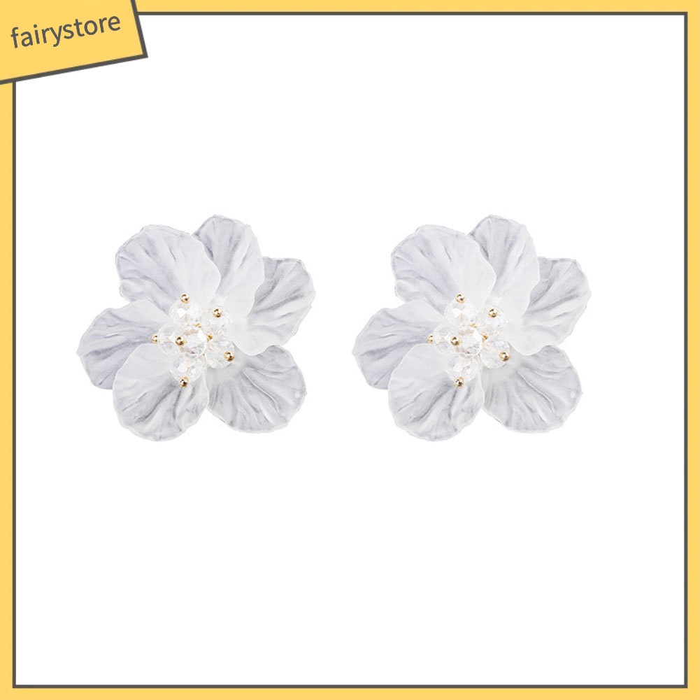 Khuyên tai hình bông hoa trong suốt xinh xắn cho nữ