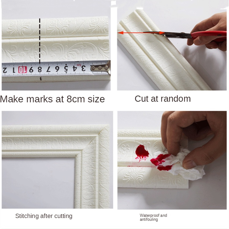 Cuộn Xốp 3d Dán Viền Tường Trang Trí Phòng Khách / Phông Nền Tv