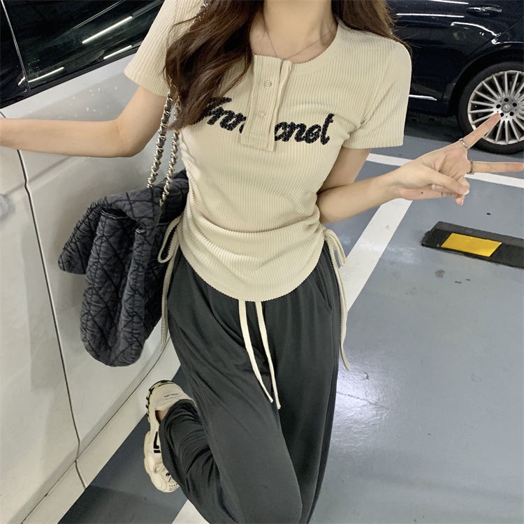 Áo Thun Tay Ngắn Phối Dây Rút Thời Trang 2022 JL-TX-221