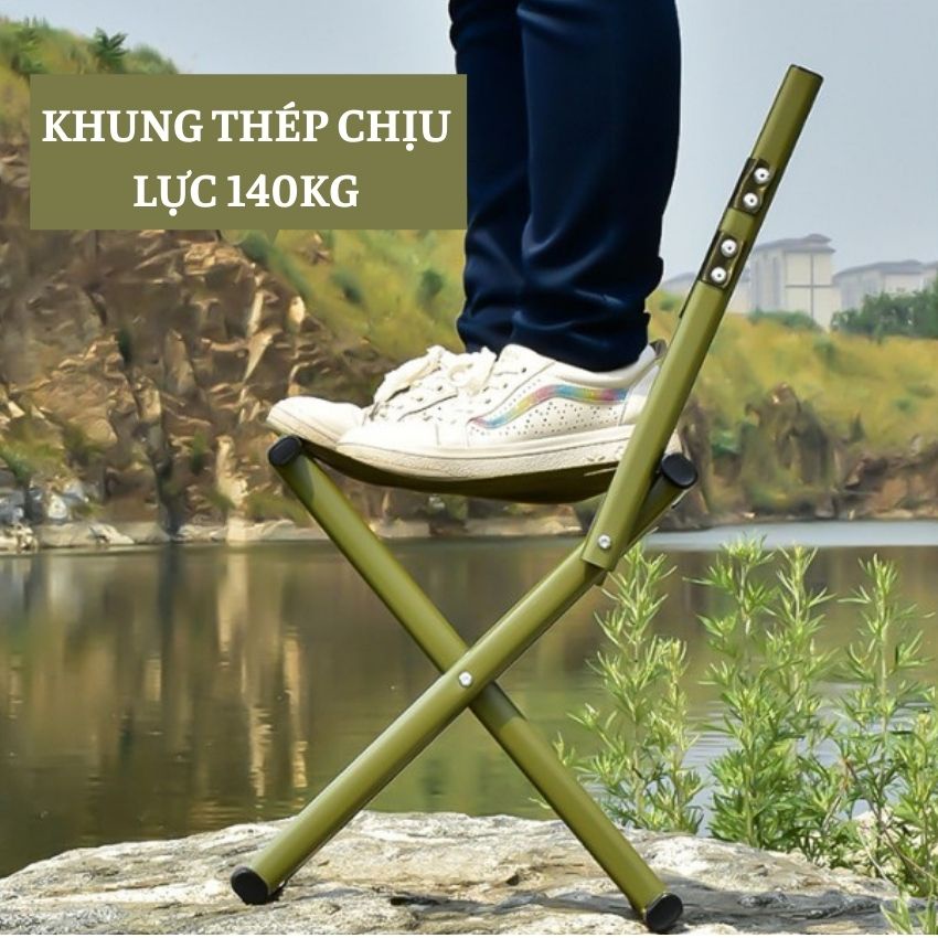 Ghế Xếp Du Lịch Gấp Gọn Đi Dã ngoại Cắm Trại Ngồi Câu Cá Khung Thép Chịu Lực 140 Kg VIEPRO-09