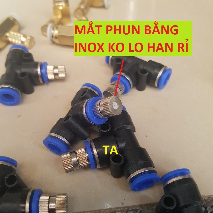 10 Béc phun sương inox kết nối ống phun sương 8mmm, béc phun sương làm mát