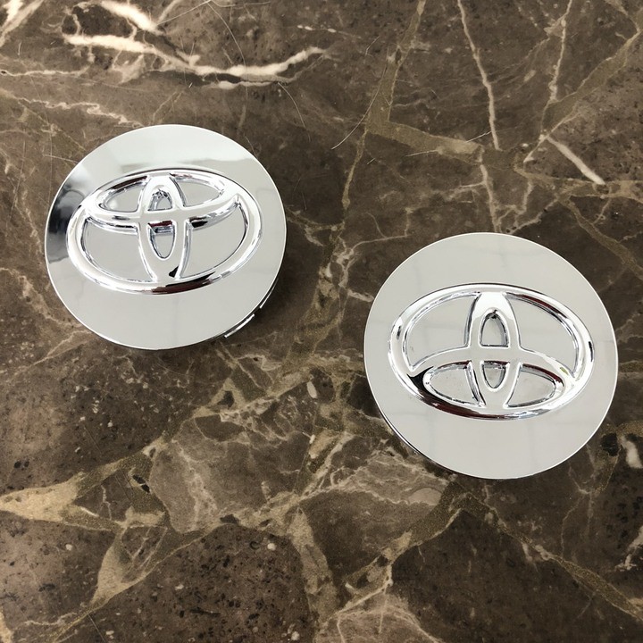 Logo chụp mâm, ốp lazang bánh xe ô tô Toyota đường kính 62mm ( MÀU BẠC MẠ CROM )