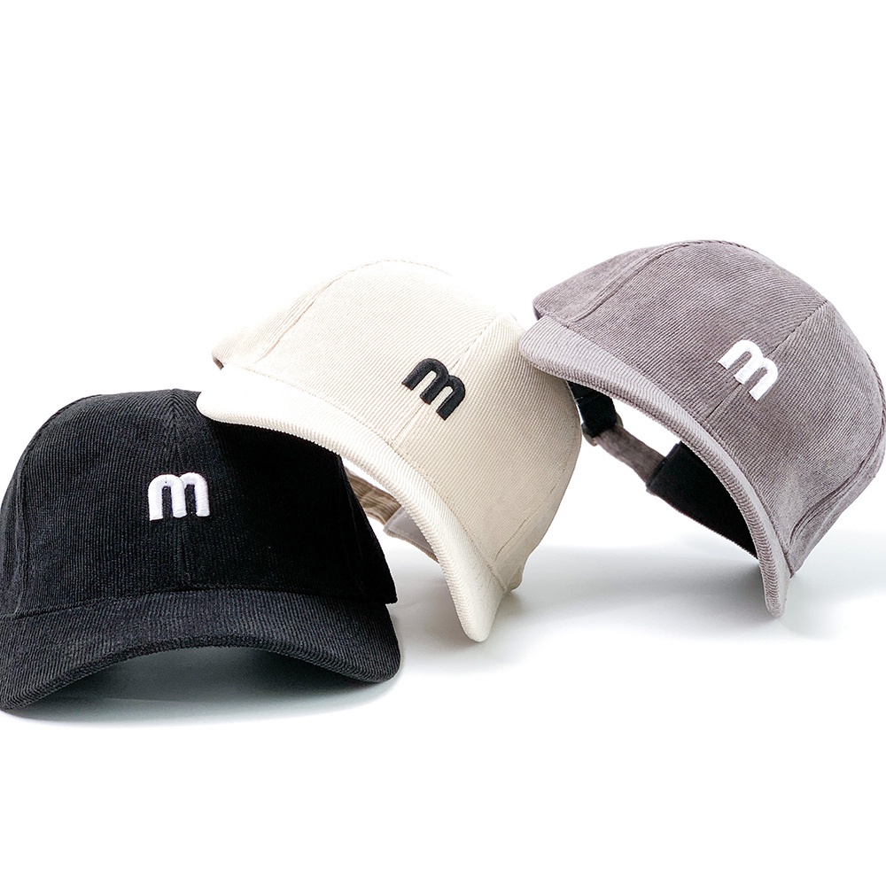 Mũ lưỡi trai nón kết Nhung thêu chữ M thời trang form Unisex phong cách Ulzzang T03