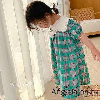 Đầm caro ngắn tay cho bé gái