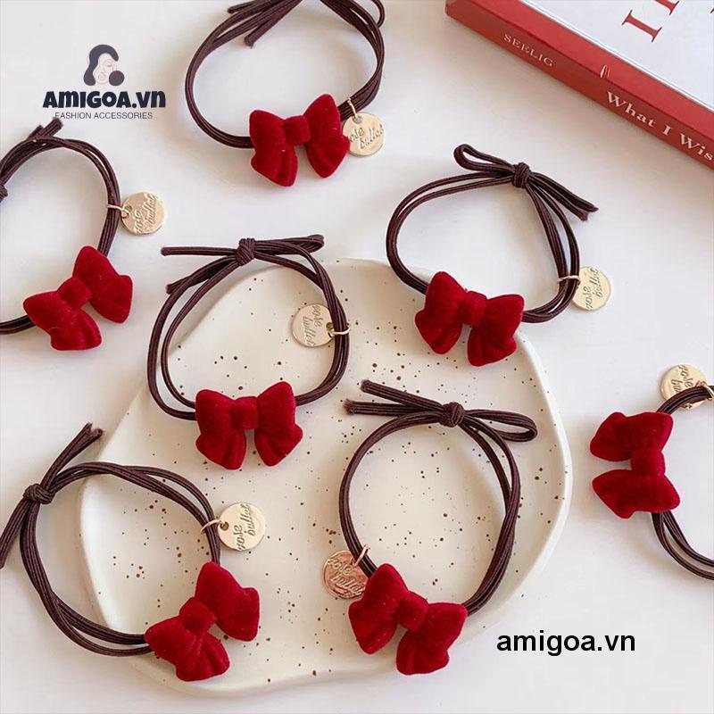 ✨✨Dây Buộc Tóc Da Họa Tiết Bướm Phong Cách Retro Đơn Giản Cho Nữ