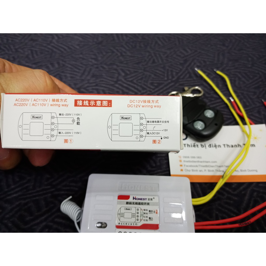 [ HT-6805WAD ] Công tắc điều khiển từ xa Honest  220VAC  12VDC- Remote RF315Mhz tầm xa 100m