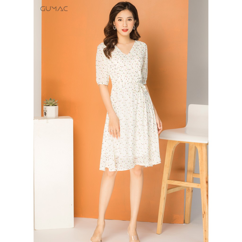 Đầm xòe họa tiết nhí GUMAC MS07971_TRANG