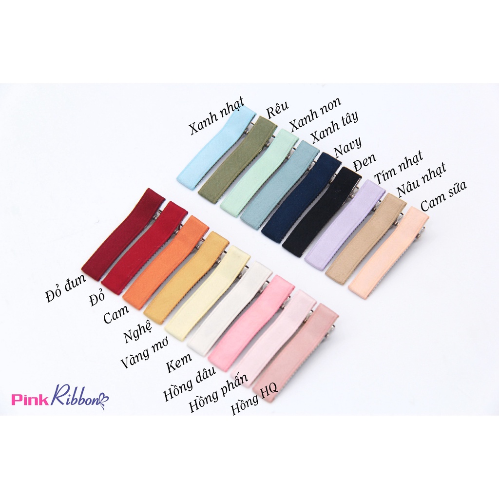 SET 2 CÁI - Kẹp cá sấu bọc ruy băng lụa mờ