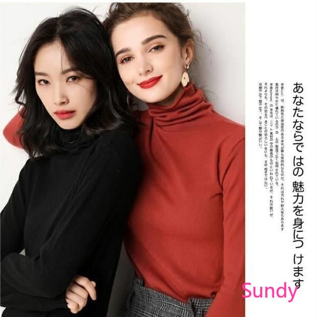 Áo thun cổ lọ thời trang nữ màu trơn