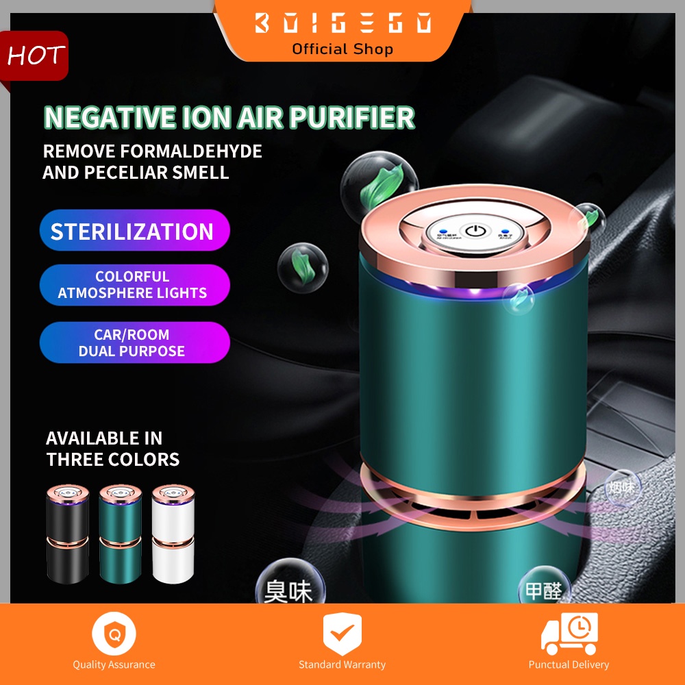 Máy Lọc Không Khí Khử Trùng Ion Âm Xoay 360 Độ Cho Xe Hơi° Đèn Nhiều Màu Sắc Khử Mùi Không Gây Mùi Cho Xe Hơi Và Nhà Cửa
