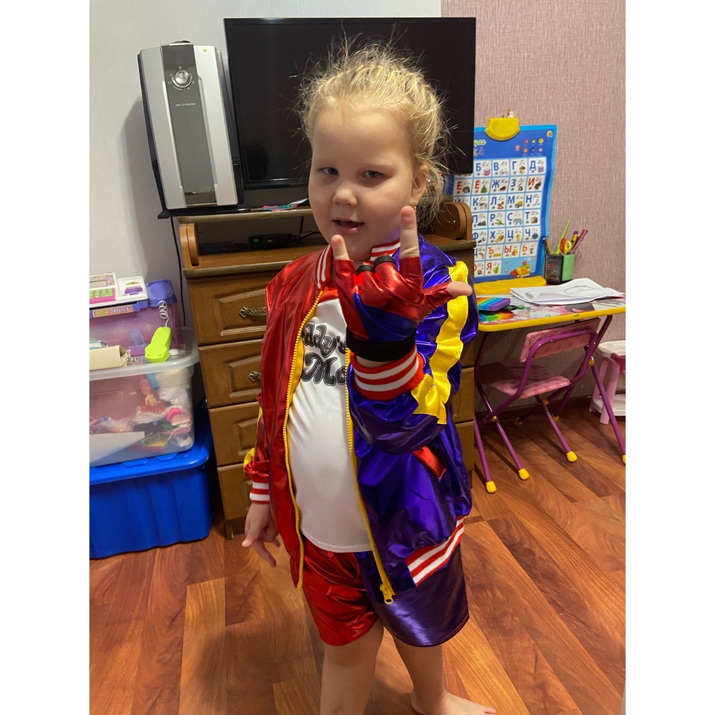 Harley Quinn Child Dress Girl Cosplay Suicide Squad Halloween Clown Jacket Quần short Phụ kiện đầy đủ