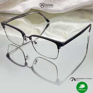 Gọng kính cận Nam/Nữ HMK mắt vuông chất liệu kim loại phối nhựa màu sắc thời trang 20094