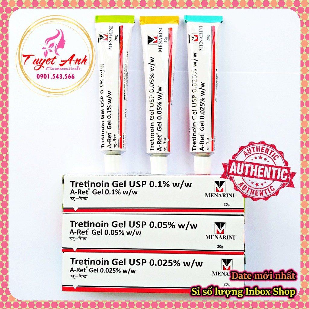 Tretinoin_Aret_Usp [Auth - Date Mới] Tretinoin 0.1%, 0.05%, 0.025%, Gel Giảm Mụn, Trẻ Hóa Da