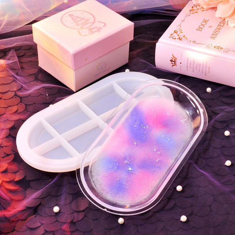 Khuôn Silicon Hình Đĩa Bầu Dục Làm Handmade Resin