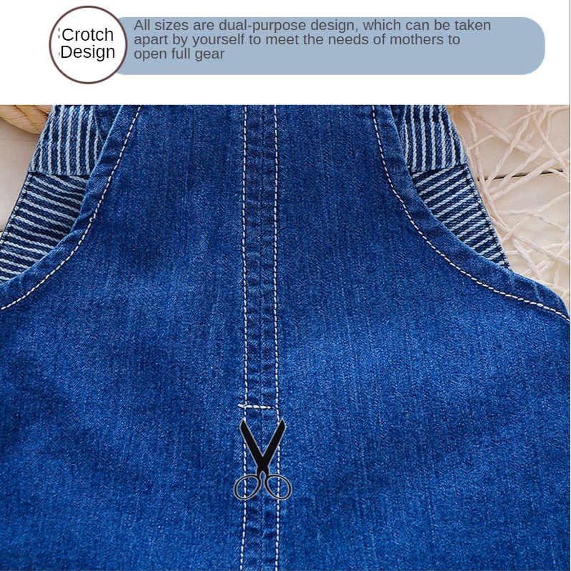 Quần Yếm Jeans Denim Ngắn Thoáng Khí Dễ Thương Dành Cho Trẻ Em
