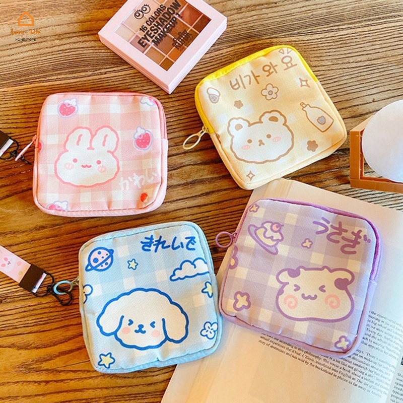 Túi Đựng Băng Vệ Sinh Họa Tiết Động Vật Hoạt Hình Dễ Thương Phong Cách Hàn Quốc