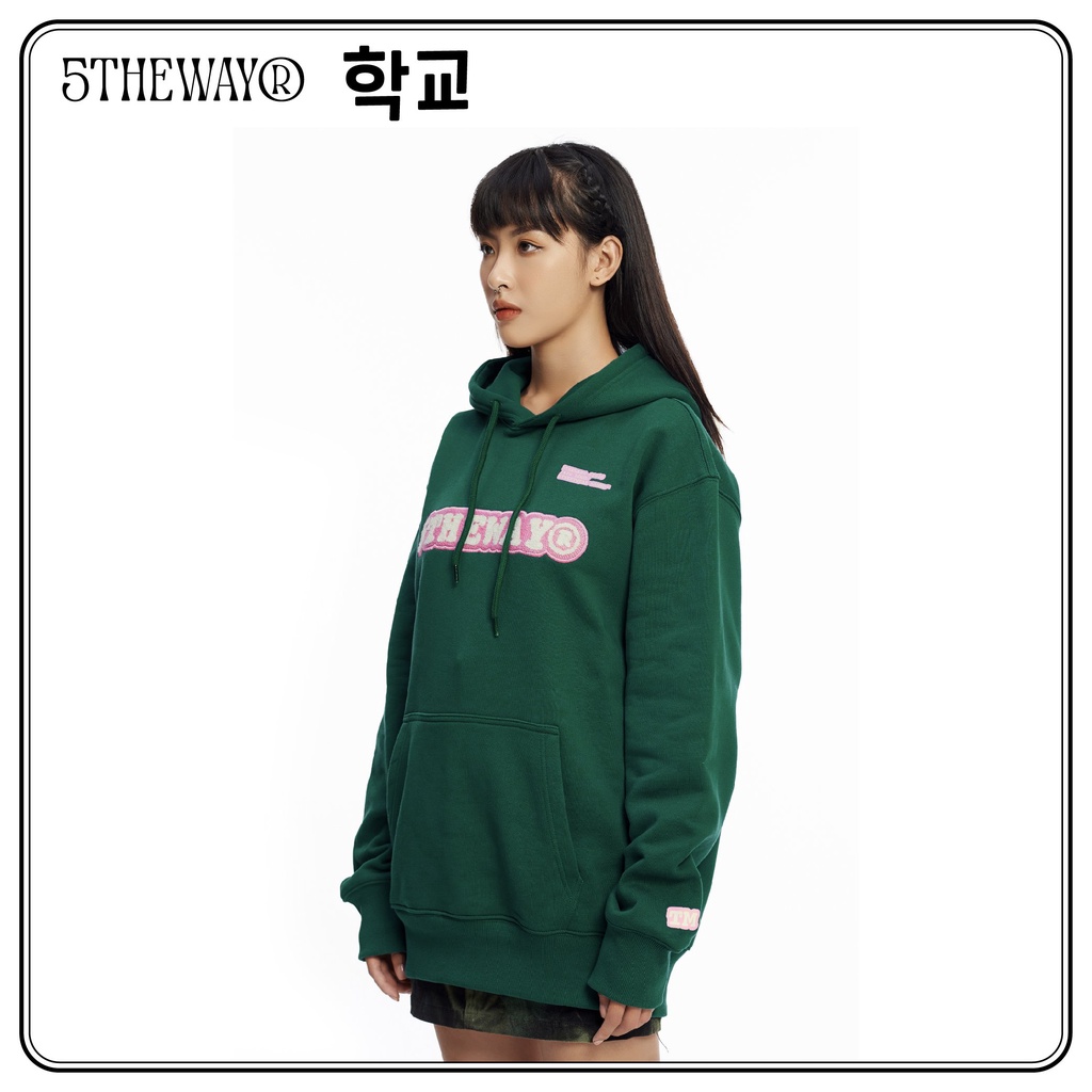 Áo Hoodie 5THEWAY /sketch/ thêu xù màu xanh lá Green