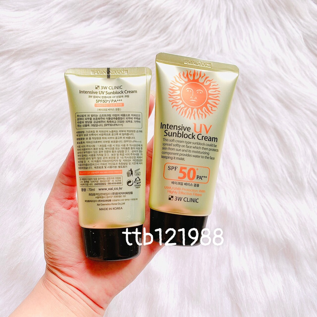 Kem Chống Nắng 3W Clinic Intensive UV Sunblock Cream SPF50