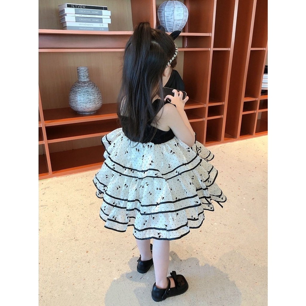 Đầm Công Chúa Hai Dây Đính Nơ Phong Cách Lolita Cho Bé Gái