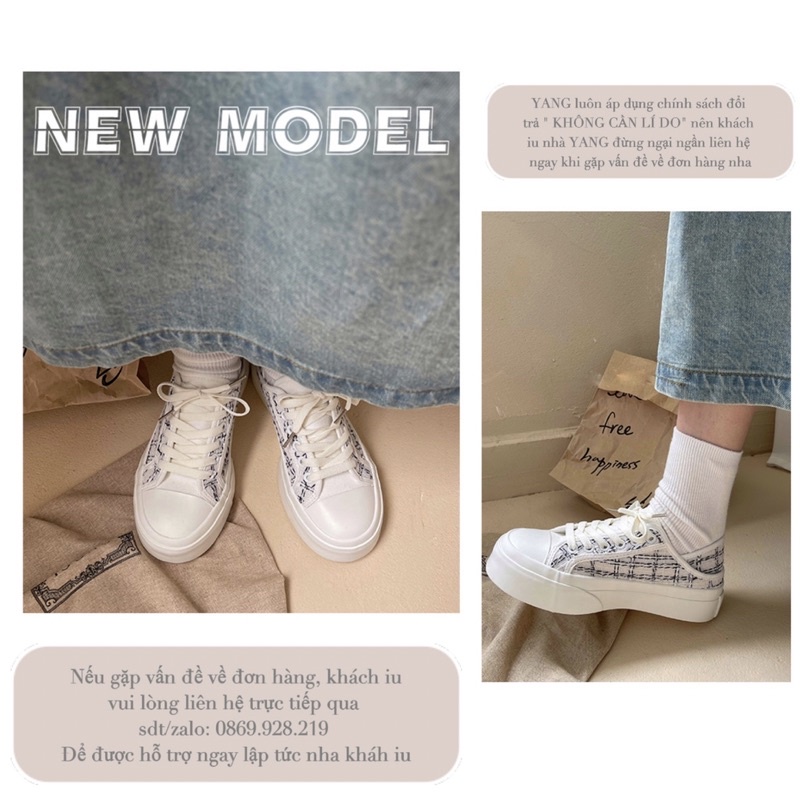 Giày thể thao đế bánh mì đeo 2 kiểu, giày đạp gót đế cao 3p