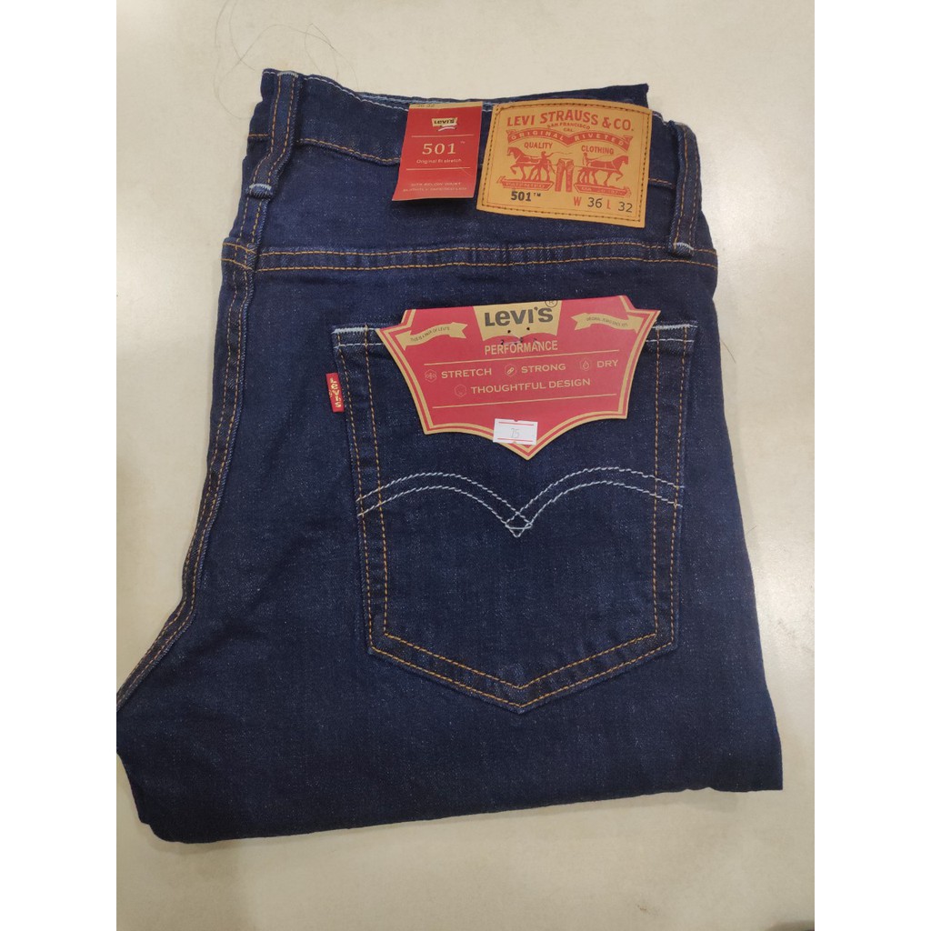 Quần Jeans Nam Levis 501 màu Xanh than,Vải jeans co dãn tốt hàng Cambodia chính hiệu