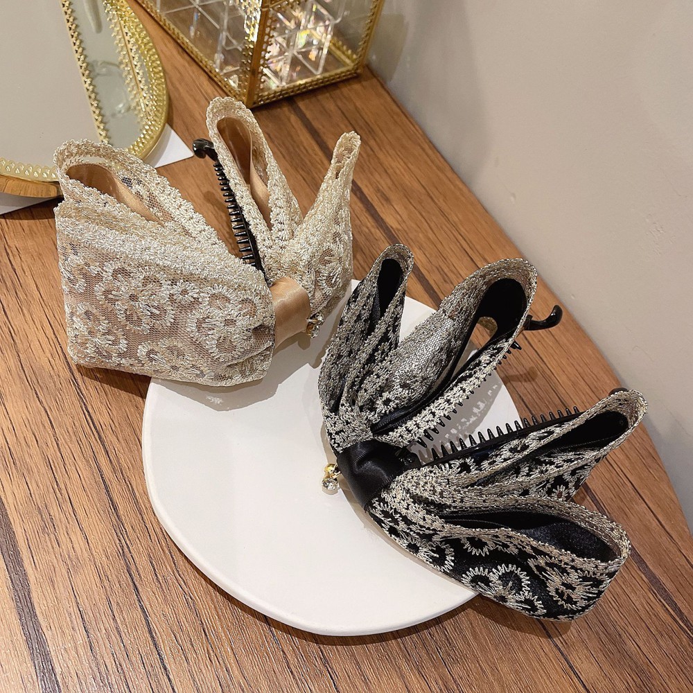 Kẹp Tóc Đính Nơ Và Ngọc Trai Xinh Xắn Cho Nữ