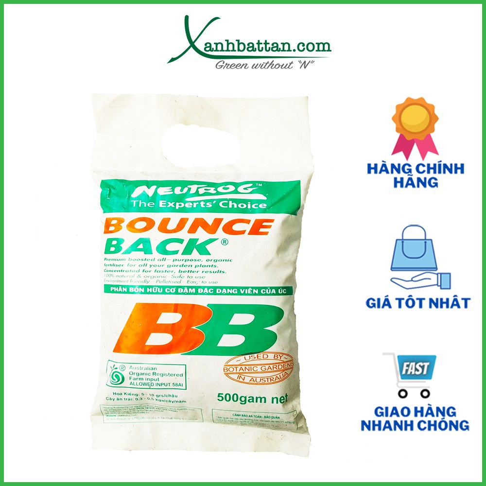 Phân Hữu Cơ Bounce Back Bón Rau Sạch, Hoa Kiểng, Cỏ Sân Vườn Gói 500 Gram